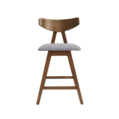 Mid - Century Modern Counter Stool Set of 2 with Upholstered Seating and Dark Grey Fabric - 1st Choice Furniture Direct