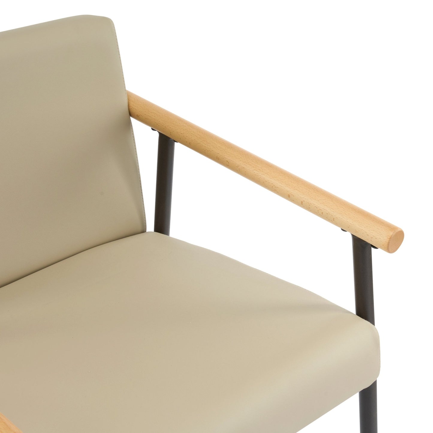 Mid - Century Modern Counter Stool Set with Espresso Metal Frame and Khaki Cushions - 1st Choice Furniture Direct