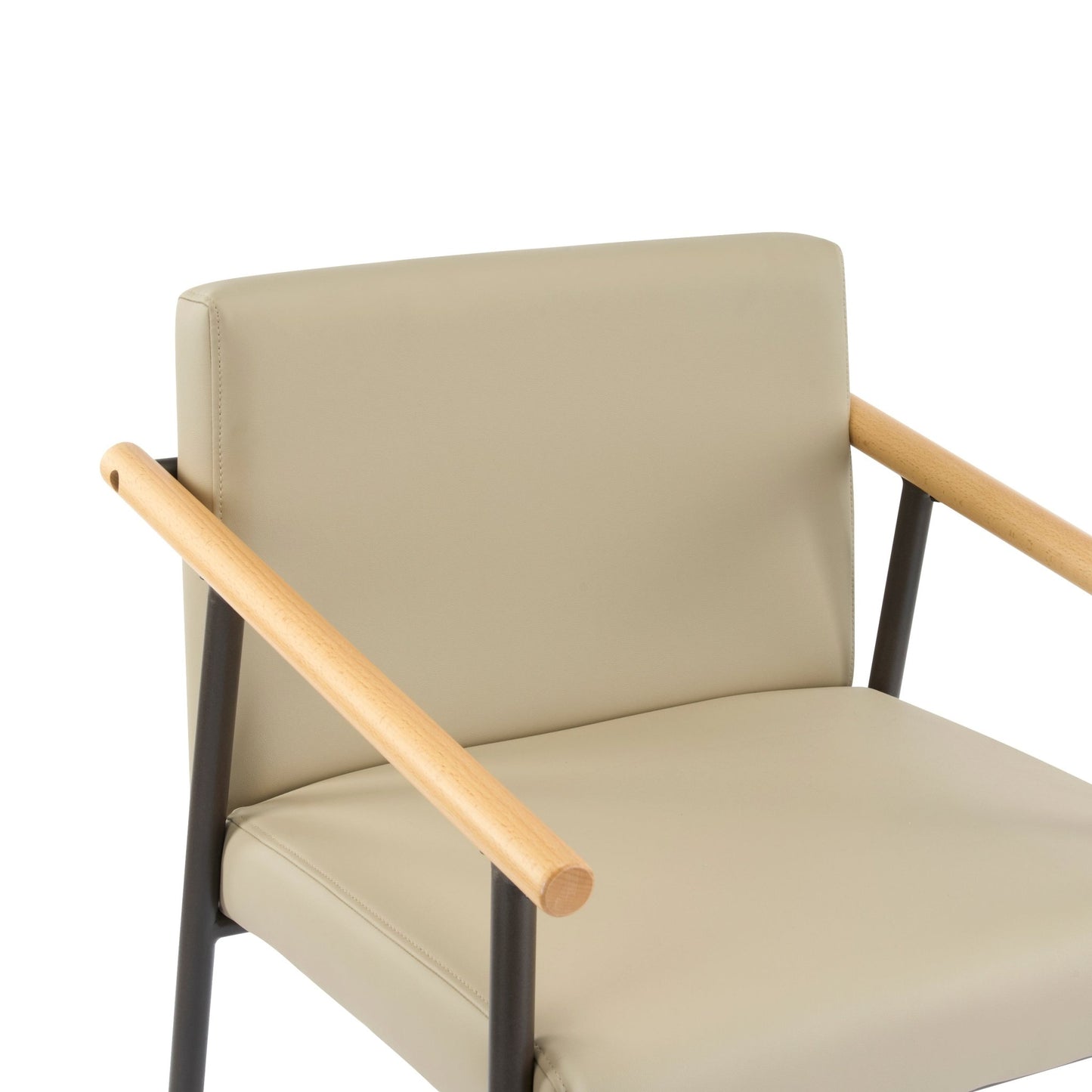 Mid - Century Modern Counter Stool Set with Espresso Metal Frame and Khaki Cushions - 1st Choice Furniture Direct