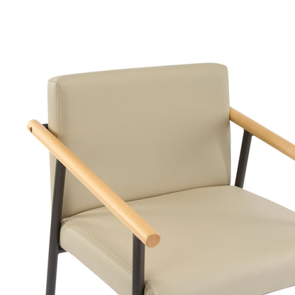 Mid - Century Modern Counter Stool Set with Espresso Metal Frame and Khaki Cushions - 1st Choice Furniture Direct