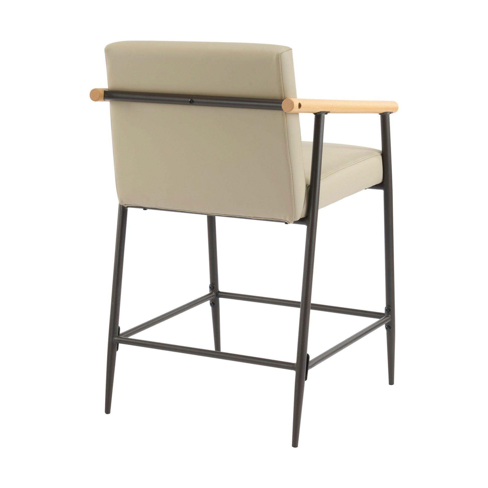 Mid - Century Modern Counter Stool Set with Espresso Metal Frame and Khaki Cushions - 1st Choice Furniture Direct