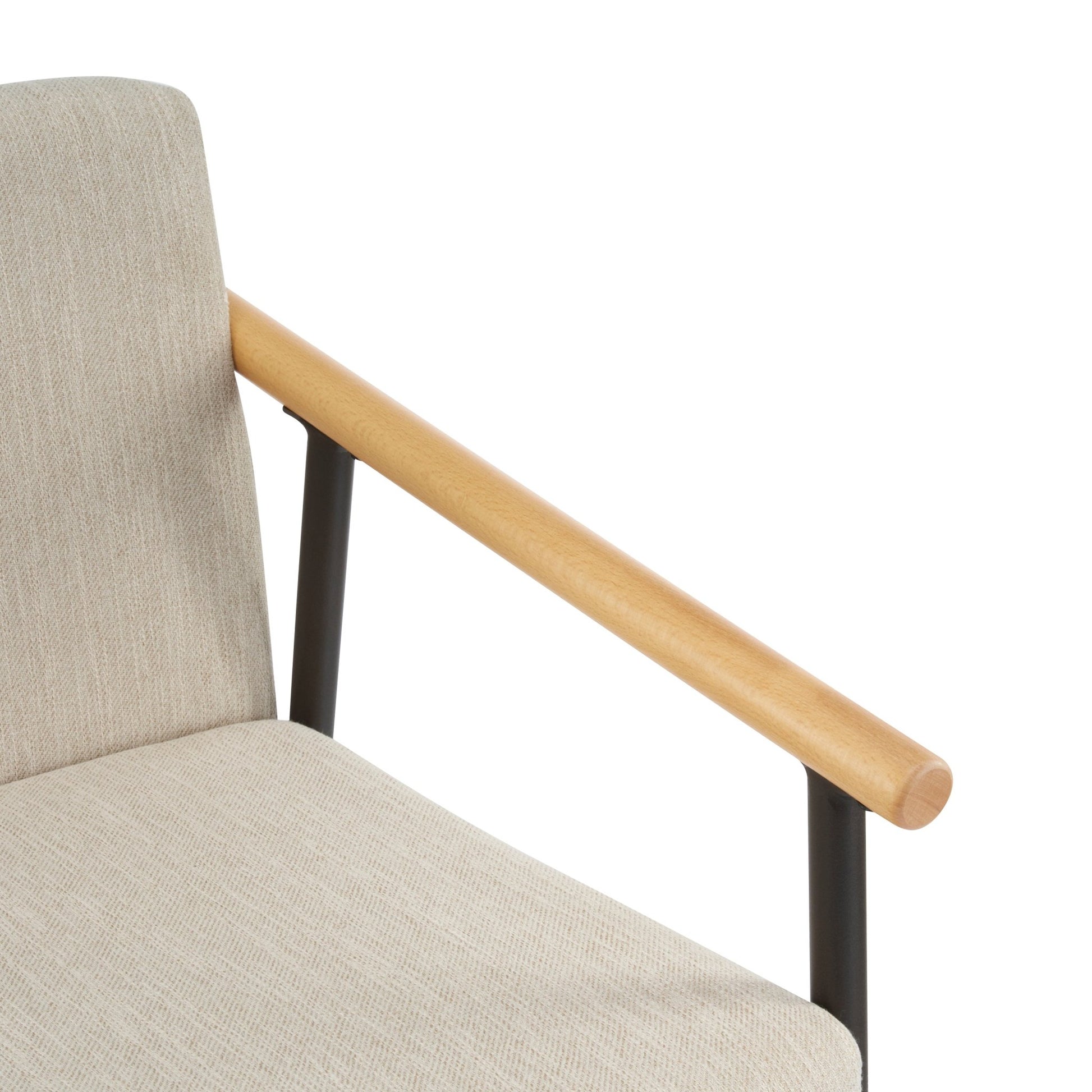 Mid - Century Modern Counter Stool Set with Iron Frame in Espresso and Beige Fabric - 1st Choice Furniture Direct