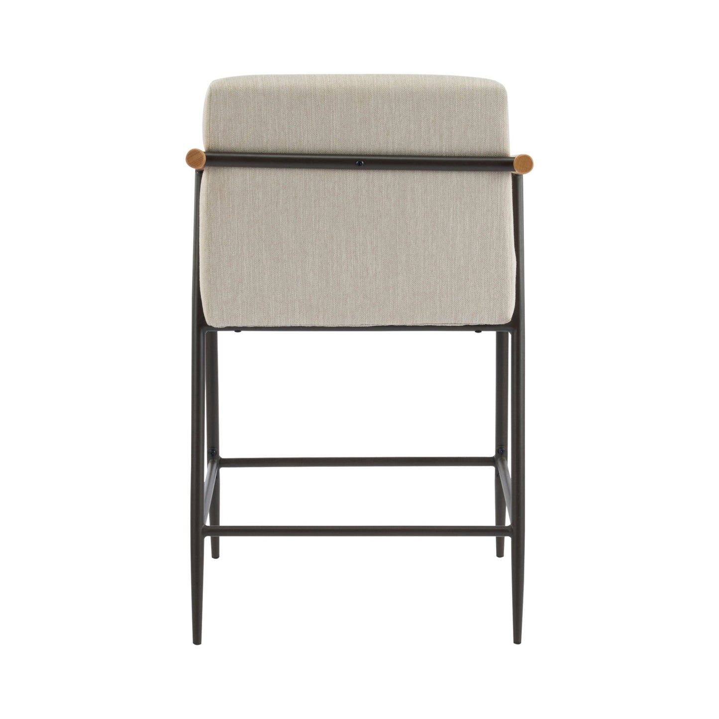 Mid - Century Modern Counter Stool Set with Iron Frame in Espresso and Beige Fabric - 1st Choice Furniture Direct
