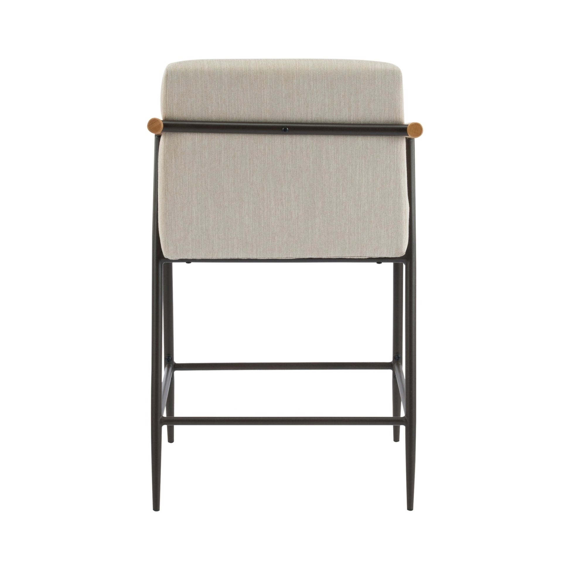 Mid - Century Modern Counter Stool Set with Iron Frame in Espresso and Beige Fabric - 1st Choice Furniture Direct