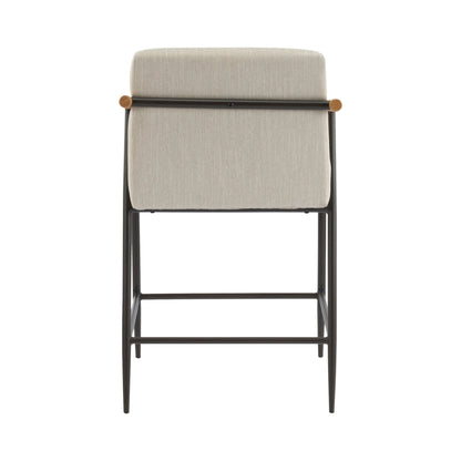 Mid - Century Modern Counter Stool Set with Iron Frame in Espresso and Beige Fabric - 1st Choice Furniture Direct