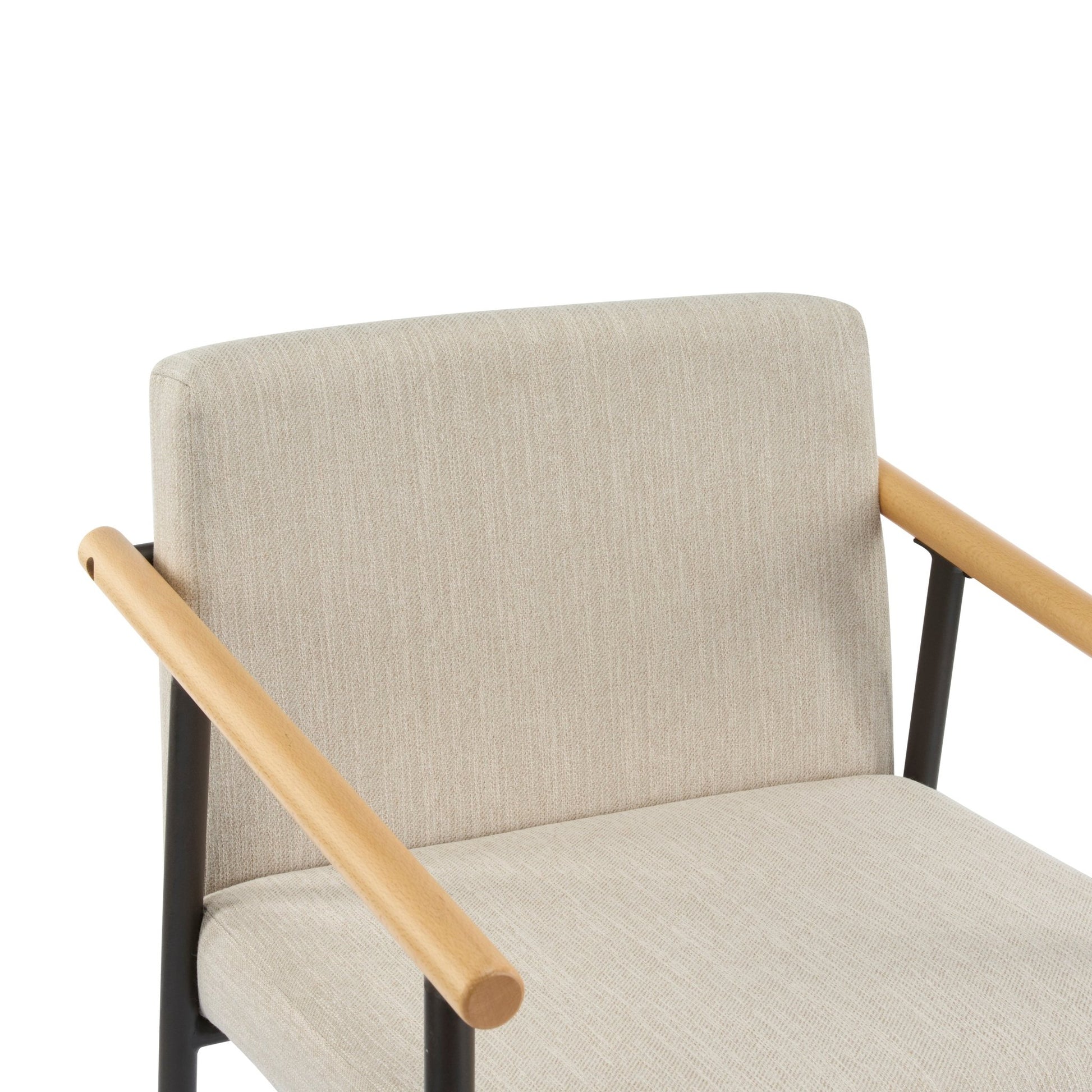 Mid - Century Modern Counter Stool Set with Iron Frame in Espresso and Beige Fabric - 1st Choice Furniture Direct