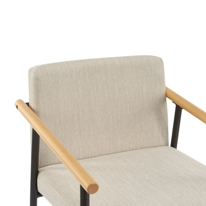 Mid - Century Modern Counter Stool Set with Iron Frame in Espresso and Beige Fabric - 1st Choice Furniture Direct
