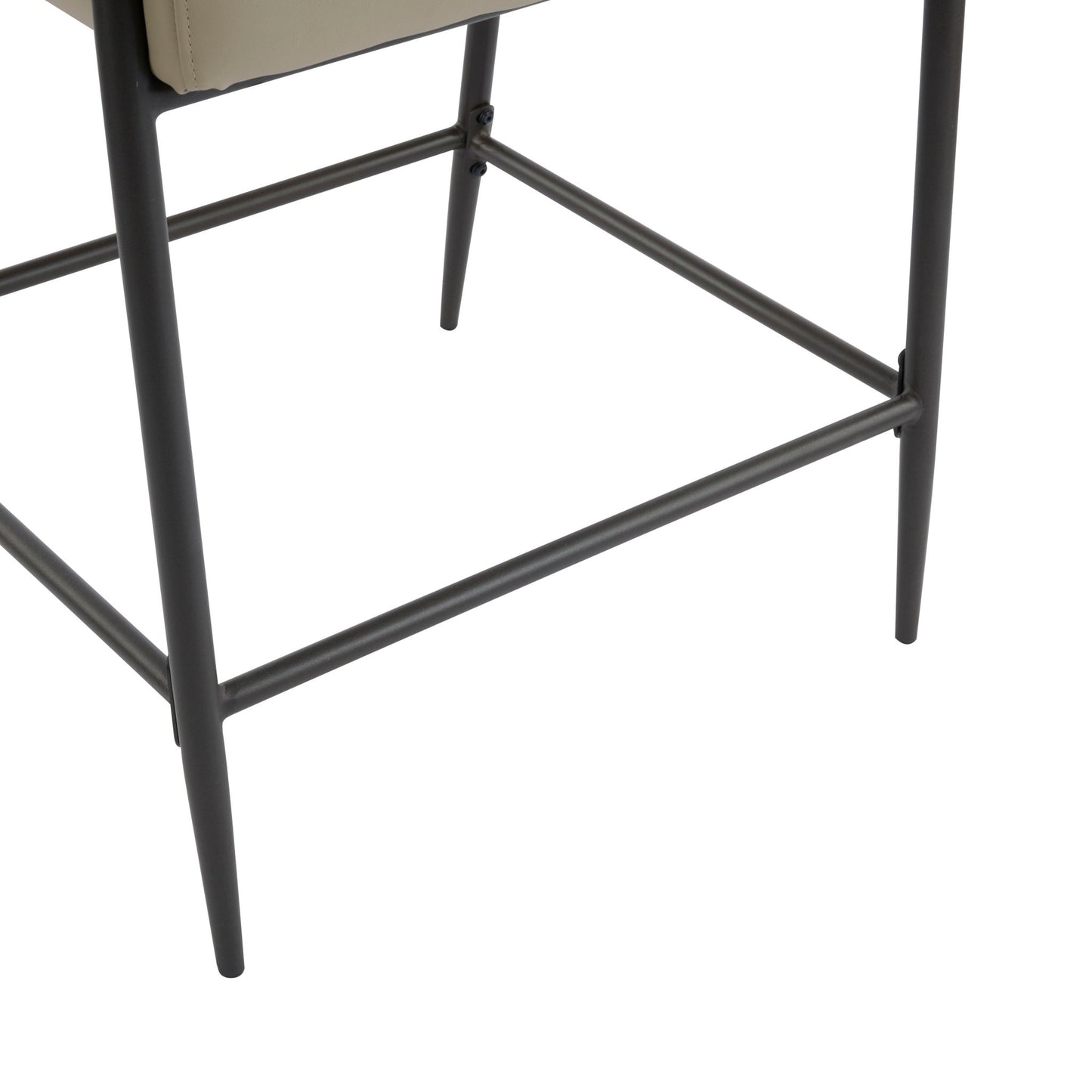 Mid - Century Modern Counter Stool Set with Iron Frame in Espresso and Beige Fabric - 1st Choice Furniture Direct
