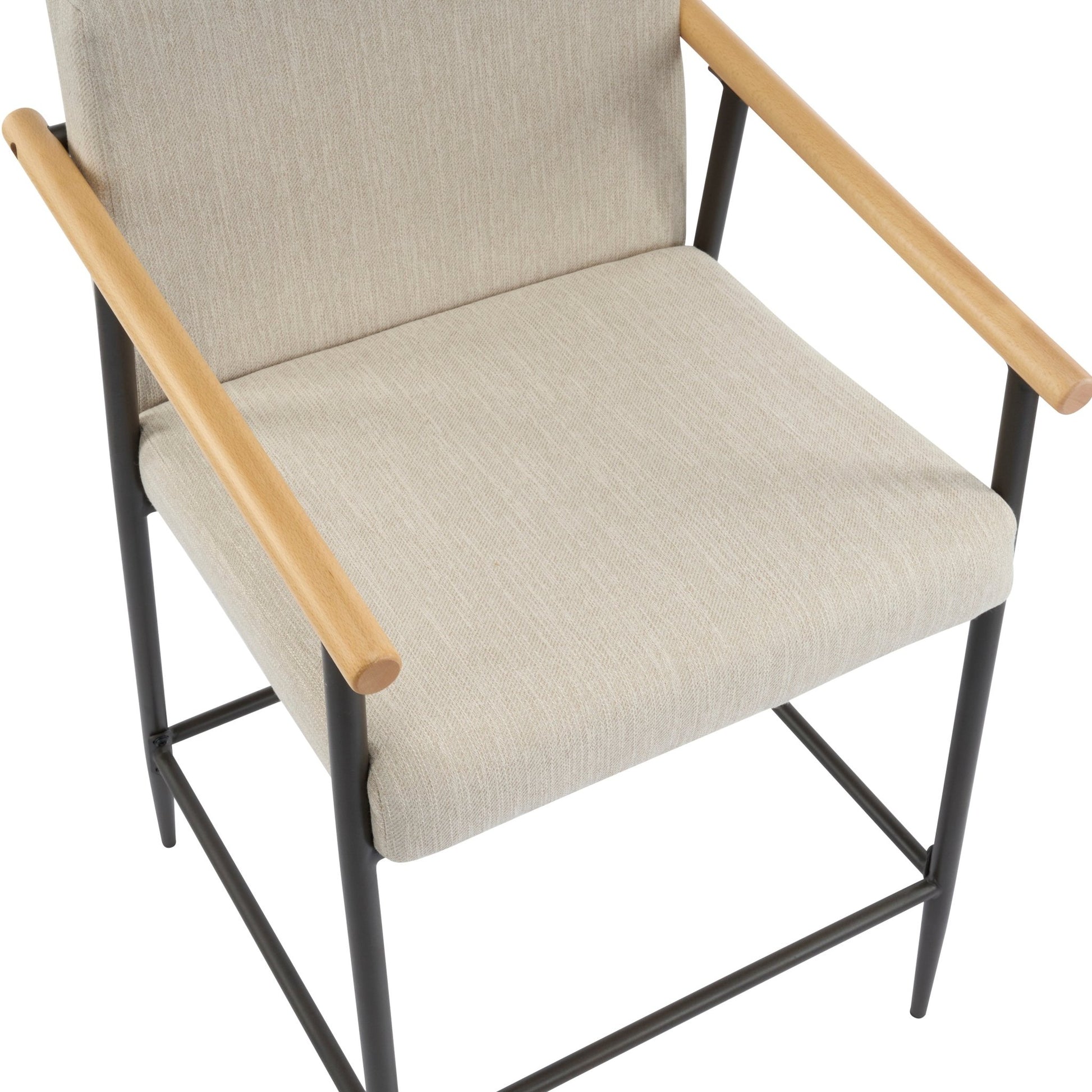 Mid - Century Modern Counter Stool Set with Iron Frame in Espresso and Beige Fabric - 1st Choice Furniture Direct