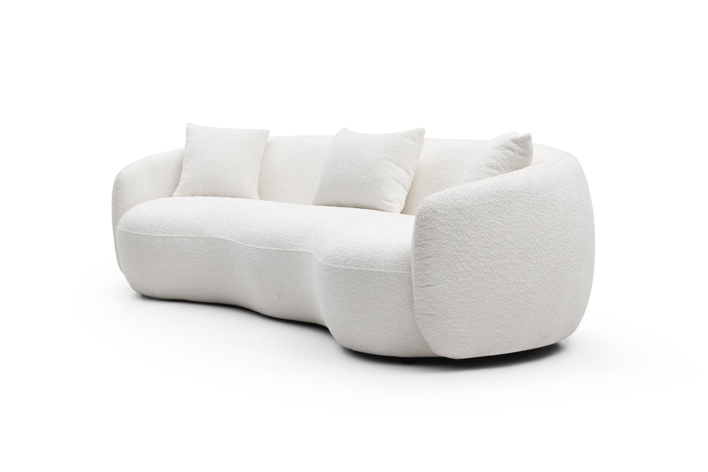 Mid Century Modern Curved Living Room Sofa, 4-Seat Boucle Fabric Couch for Bedroom, Office, Apartment, off white(beige and white) - 1st Choice Furniture Direct