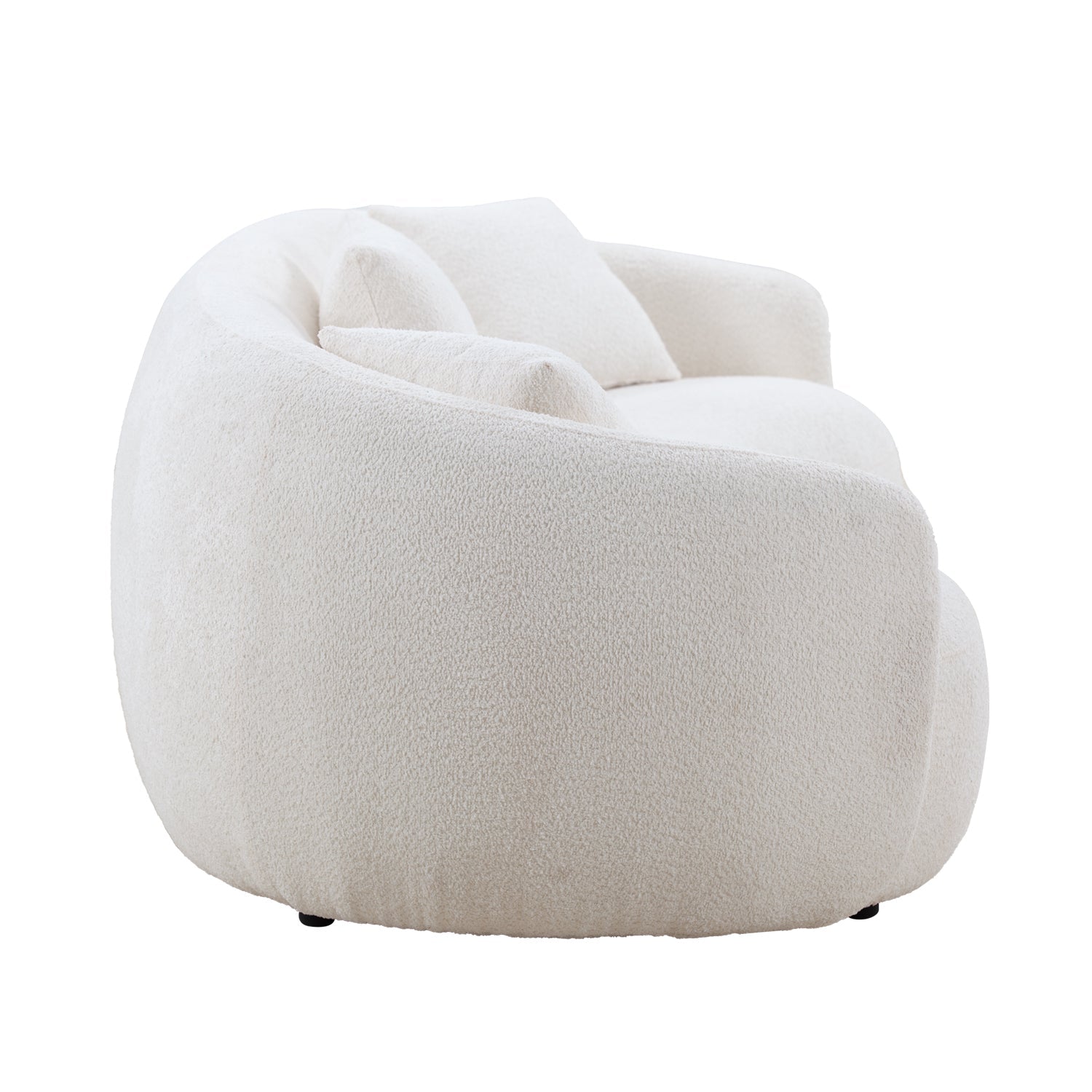 Mid Century Modern Curved Living Room Sofa, 4-Seat Boucle Fabric Couch for Bedroom, Office, Apartment, off white(beige and white) - 1st Choice Furniture Direct