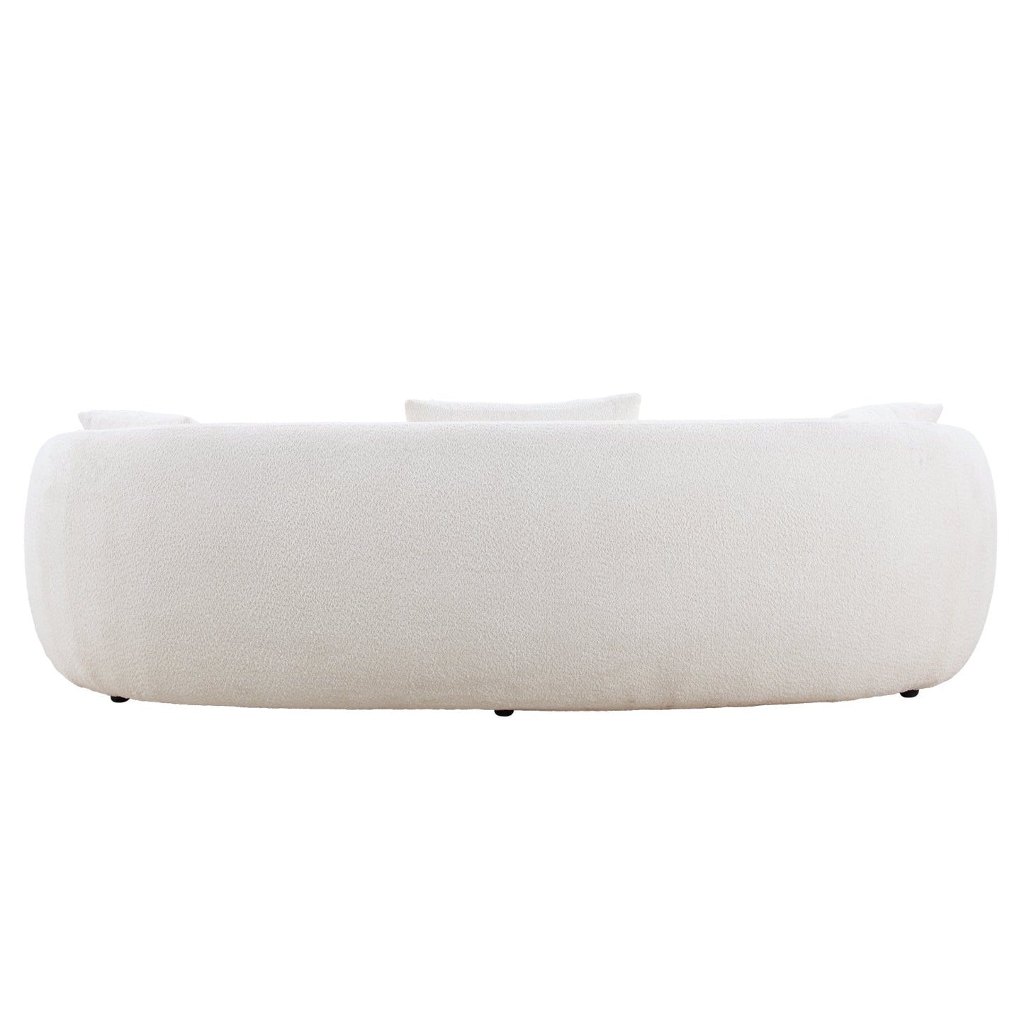 Mid Century Modern Curved Living Room Sofa, 4-Seat Boucle Fabric Couch for Bedroom, Office, Apartment, off white(beige and white) - 1st Choice Furniture Direct