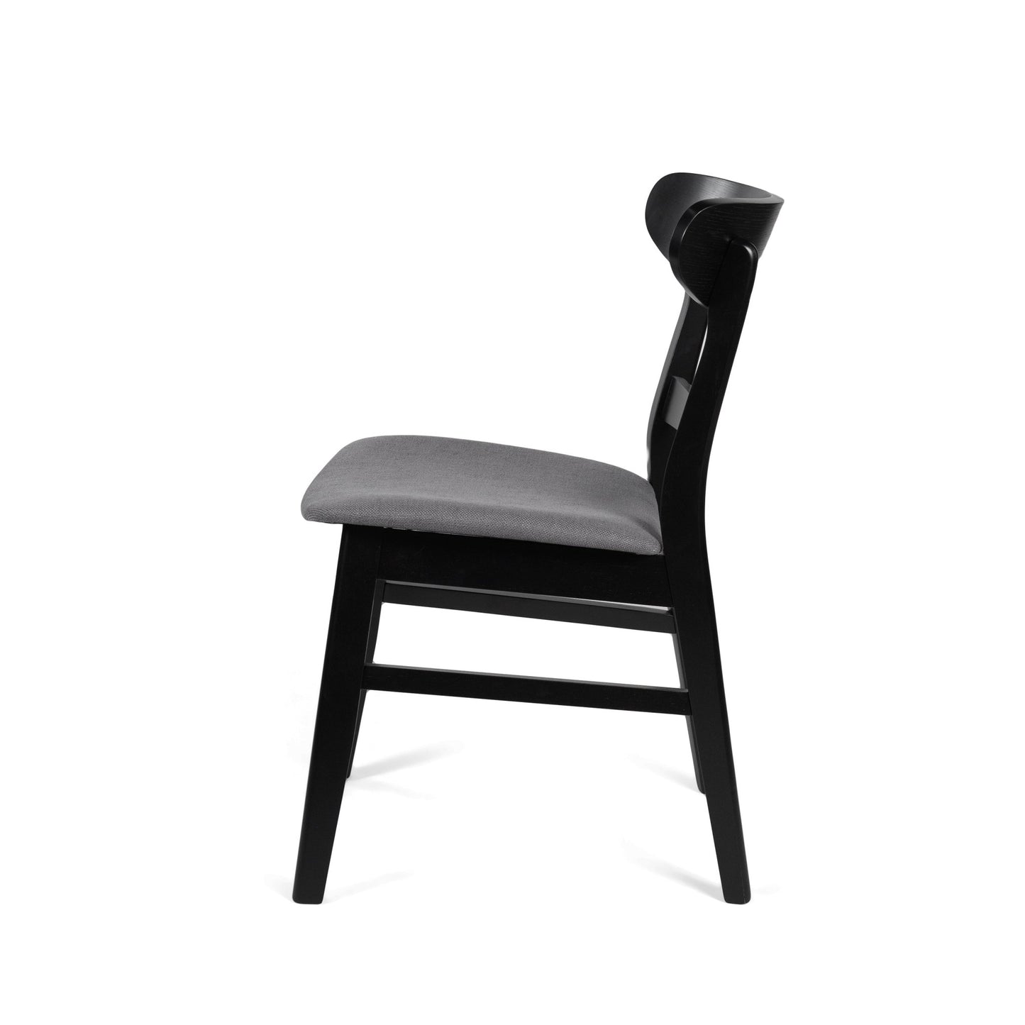 Mid - Century Modern Dining Chair with Upholstered Seat in Dark Grey Fabric - 1st Choice Furniture Direct