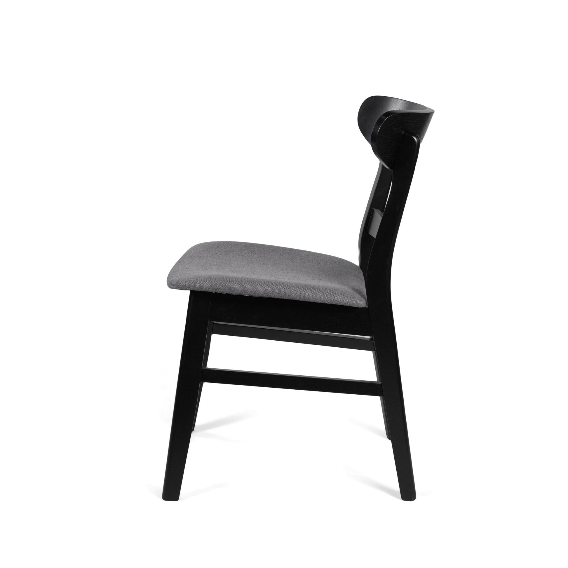 Mid - Century Modern Dining Chair with Upholstered Seat in Dark Grey Fabric - 1st Choice Furniture Direct
