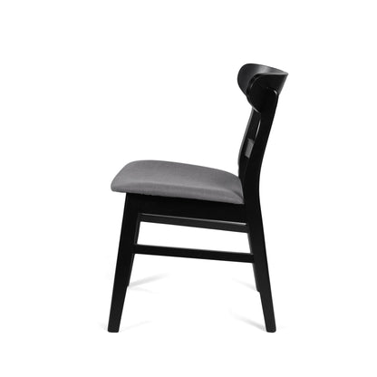 Mid - Century Modern Dining Chair with Upholstered Seat in Dark Grey Fabric - 1st Choice Furniture Direct