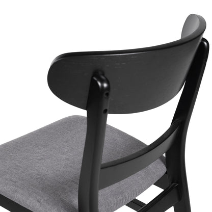 Mid - Century Modern Dining Chair with Upholstered Seat in Dark Grey Fabric - 1st Choice Furniture Direct