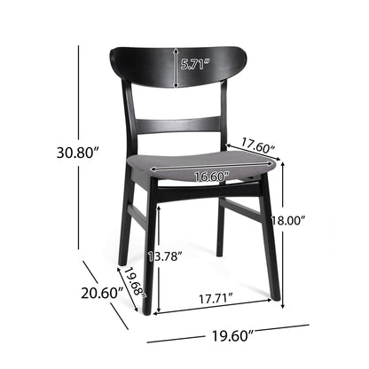 Mid - Century Modern Dining Chair with Upholstered Seat in Dark Grey Fabric - 1st Choice Furniture Direct