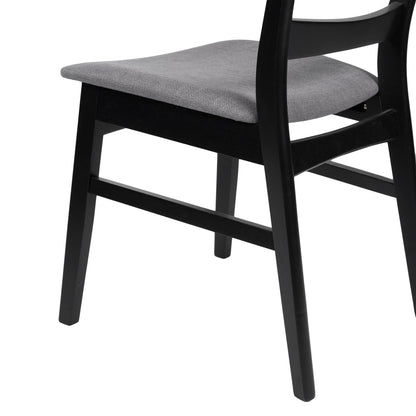 Mid - Century Modern Dining Chair with Upholstered Seat in Dark Grey Fabric - 1st Choice Furniture Direct