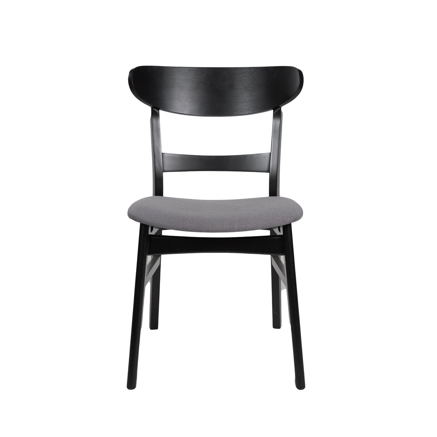Mid - Century Modern Dining Chair with Upholstered Seat in Dark Grey Fabric - 1st Choice Furniture Direct