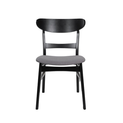 Mid - Century Modern Dining Chair with Upholstered Seat in Dark Grey Fabric - 1st Choice Furniture Direct