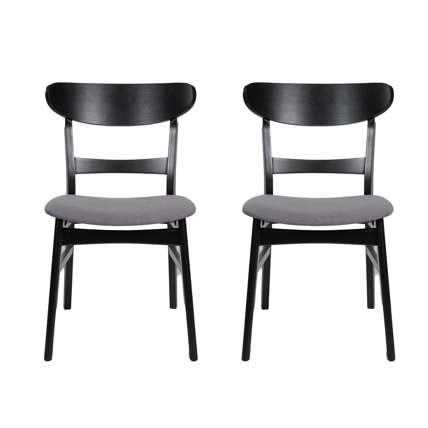 Mid - Century Modern Dining Chair with Upholstered Seat in Dark Grey Fabric - 1st Choice Furniture Direct