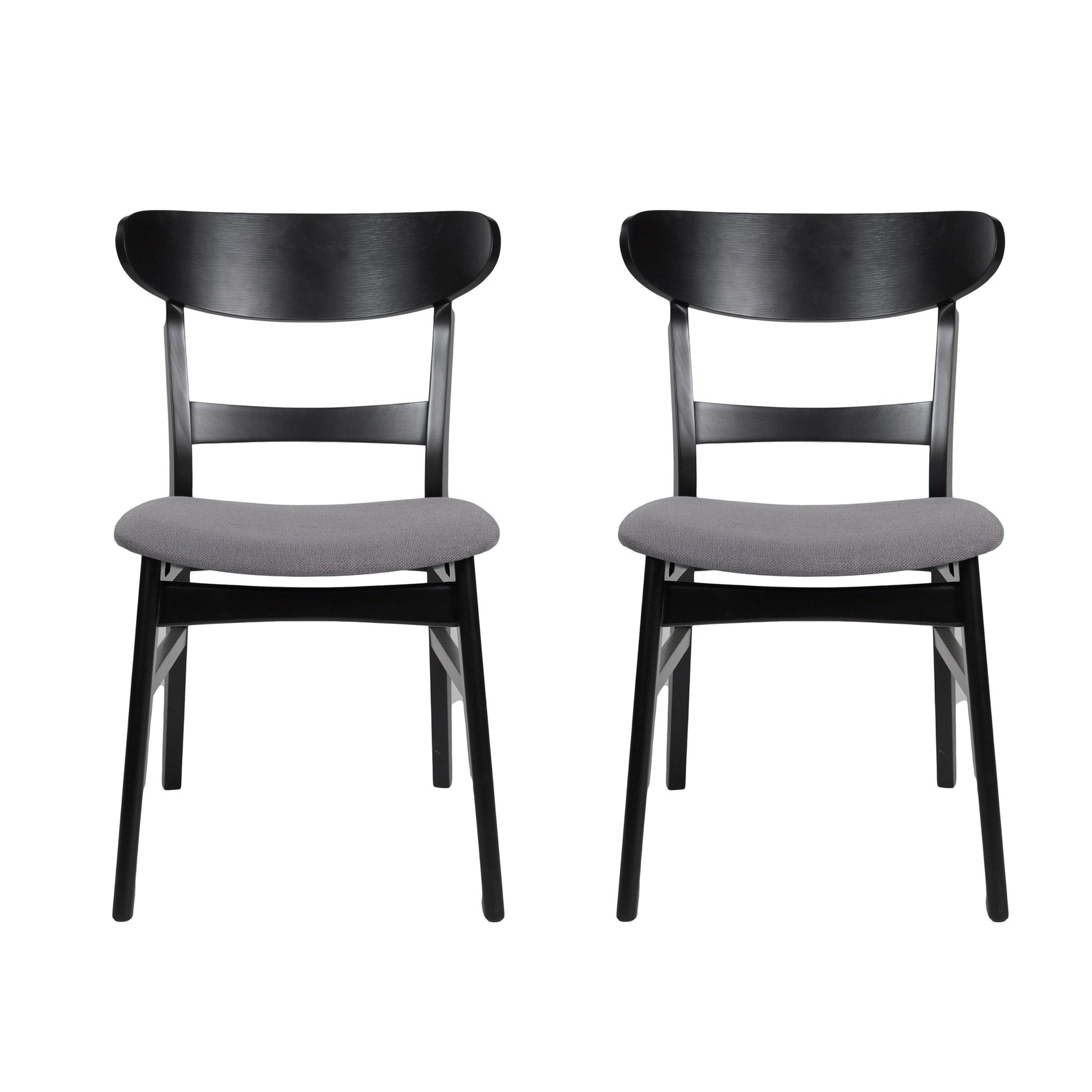 Mid - Century Modern Dining Chair with Upholstered Seat in Dark Grey Fabric - 1st Choice Furniture Direct