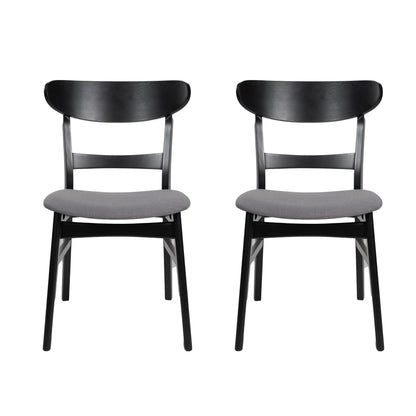 Mid - Century Modern Dining Chair with Upholstered Seat in Dark Grey Fabric - 1st Choice Furniture Direct