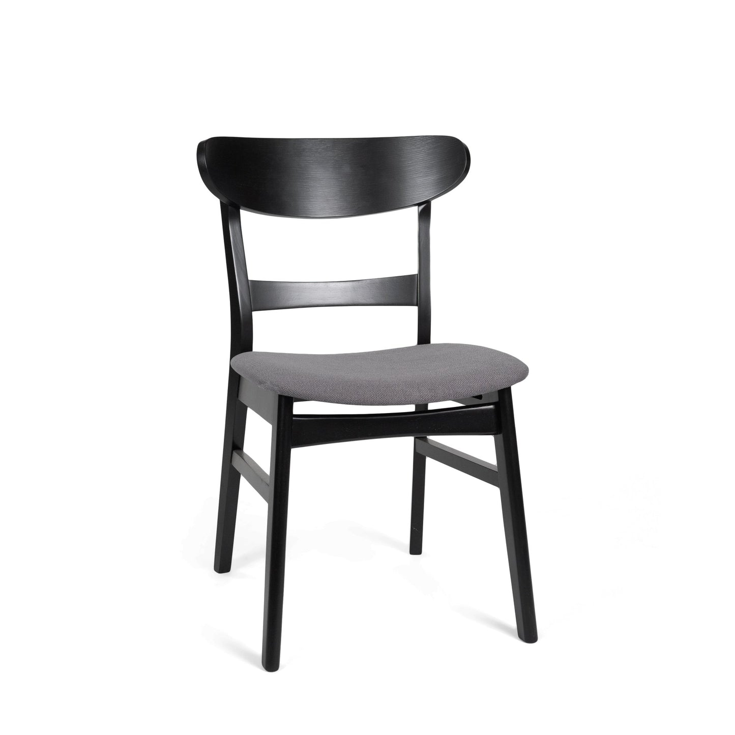 Mid - Century Modern Dining Chair with Upholstered Seat in Dark Grey Fabric - 1st Choice Furniture Direct