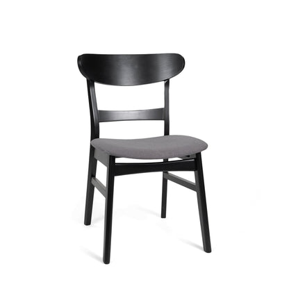 Mid - Century Modern Dining Chair with Upholstered Seat in Dark Grey Fabric - 1st Choice Furniture Direct