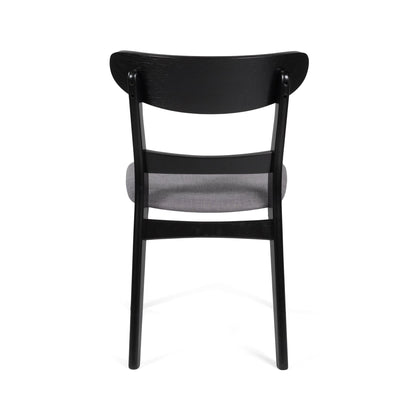 Mid - Century Modern Dining Chair with Upholstered Seat in Dark Grey Fabric - 1st Choice Furniture Direct