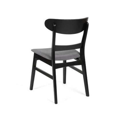 Mid - Century Modern Dining Chair with Upholstered Seat in Dark Grey Fabric - 1st Choice Furniture Direct