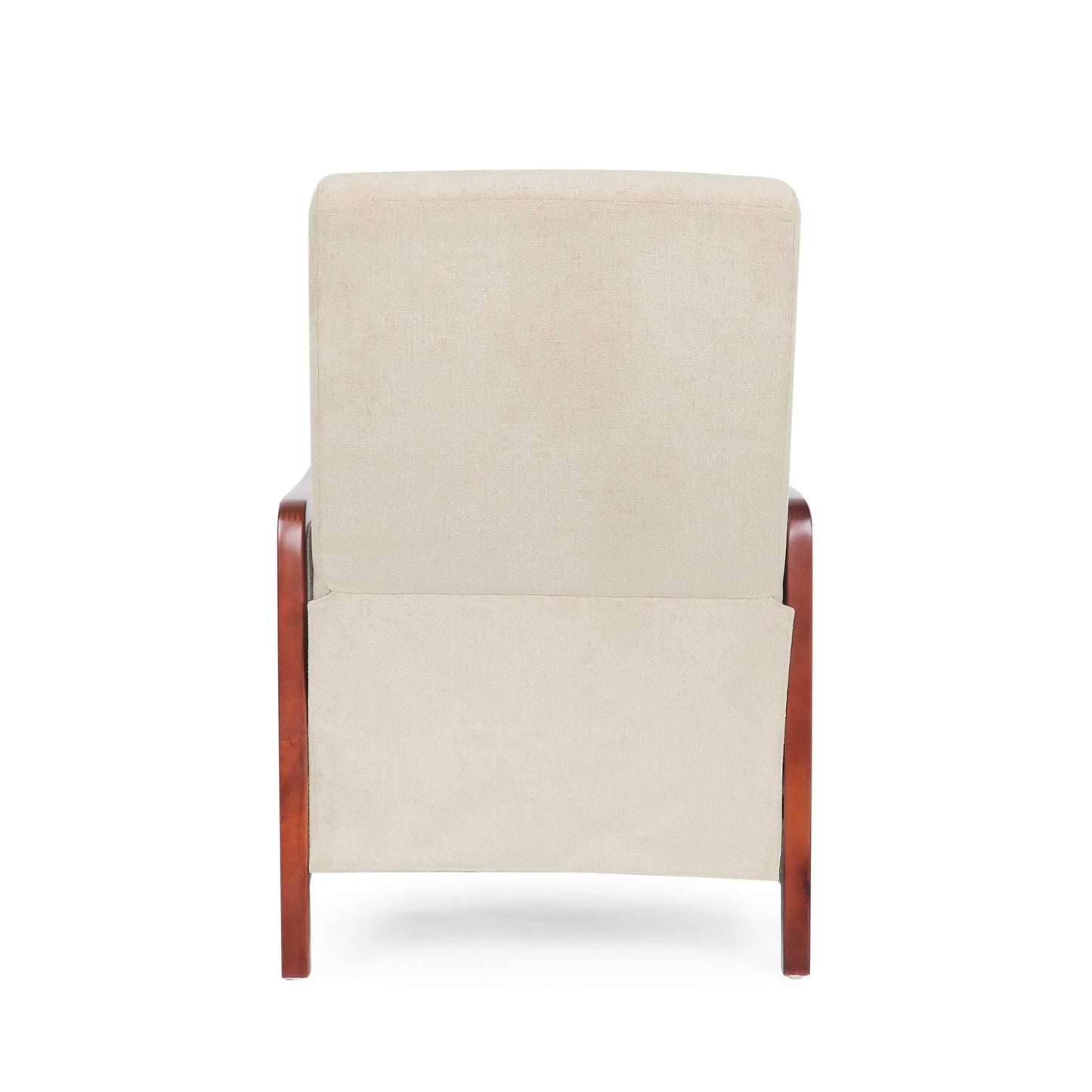 Mid Century Modern Fabric Channel Stitch Wood Pushback Recliner in Sand Color - 1st Choice Furniture Direct