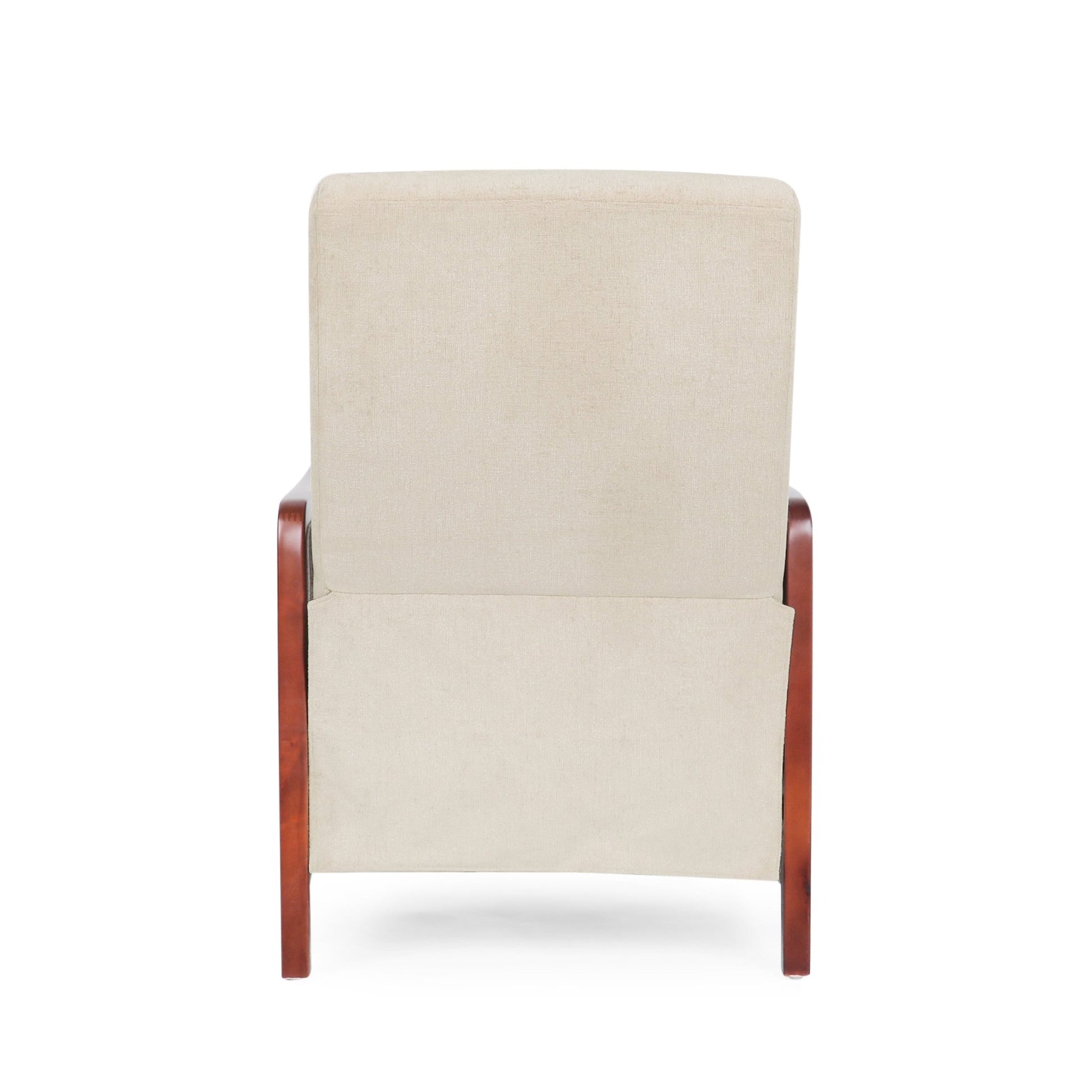 Mid Century Modern Fabric Channel Stitch Wood Pushback Recliner in Sand Color - 1st Choice Furniture Direct