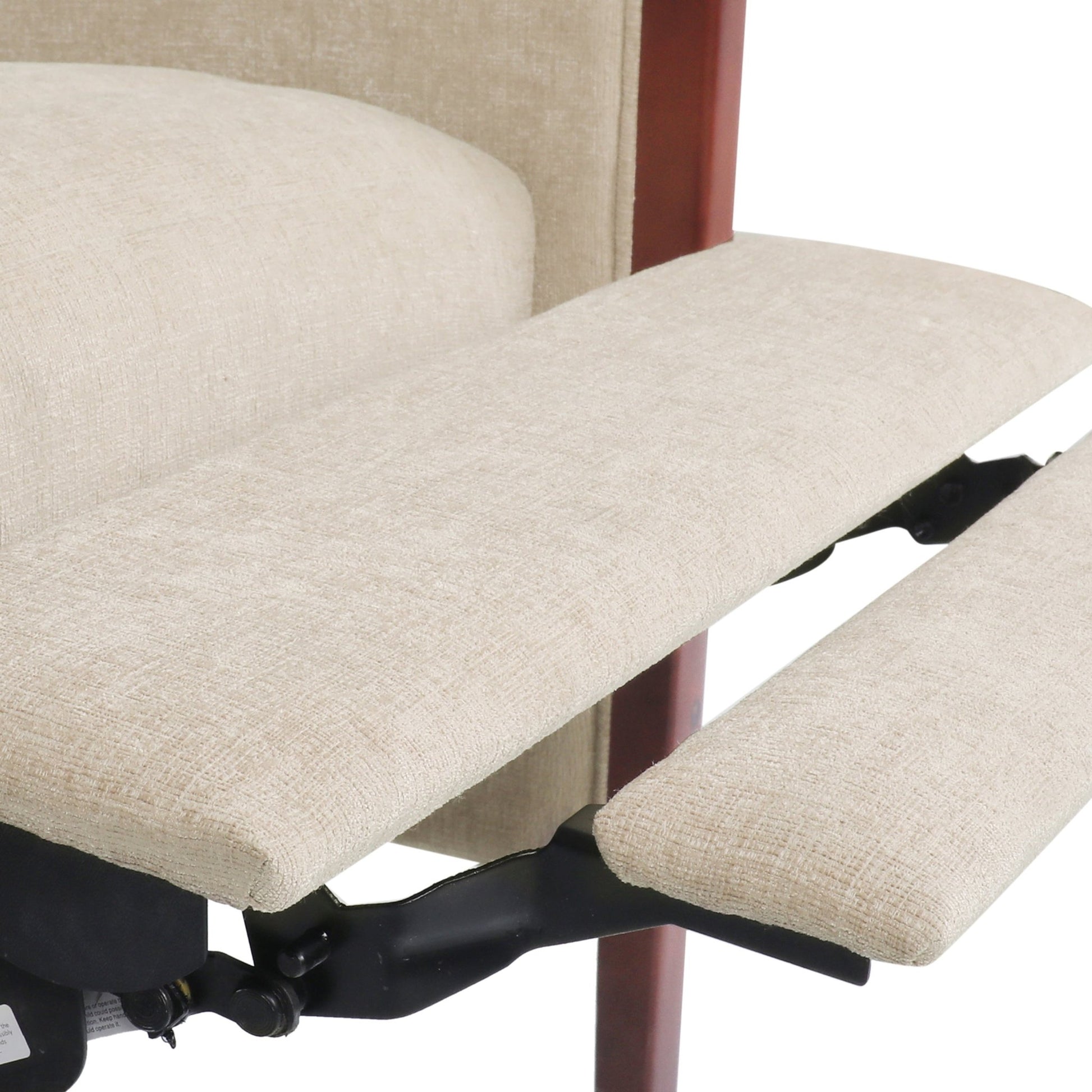 Mid Century Modern Fabric Channel Stitch Wood Pushback Recliner in Sand Color - 1st Choice Furniture Direct