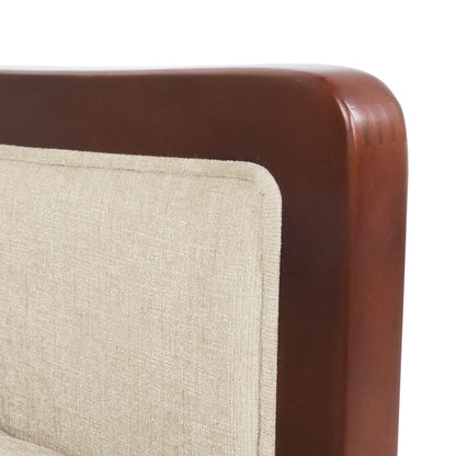 Mid Century Modern Fabric Channel Stitch Wood Pushback Recliner in Sand Color - 1st Choice Furniture Direct