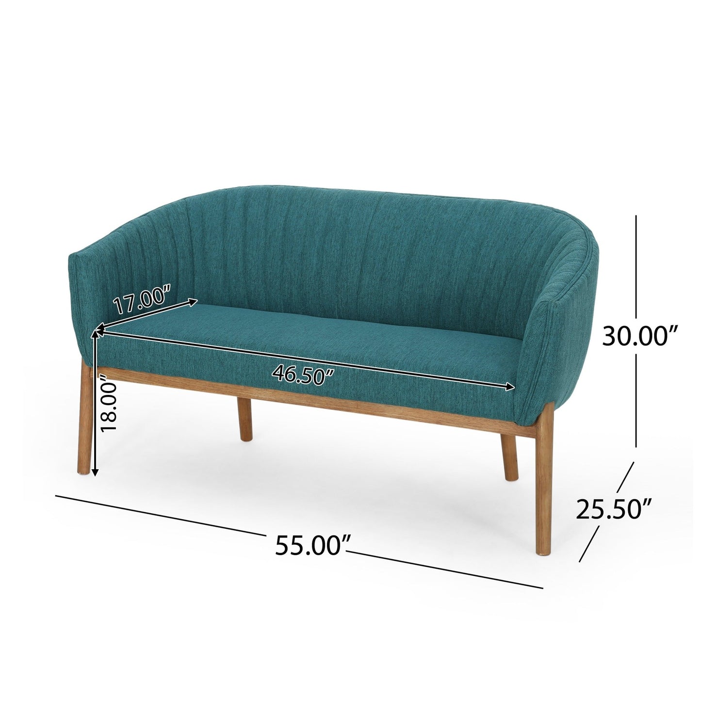 Mid Century Modern Loveseat with Channel Stitched Backrest - 1st Choice Furniture Direct