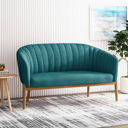 Mid Century Modern Loveseat with Channel Stitched Backrest - 1st Choice Furniture Direct
