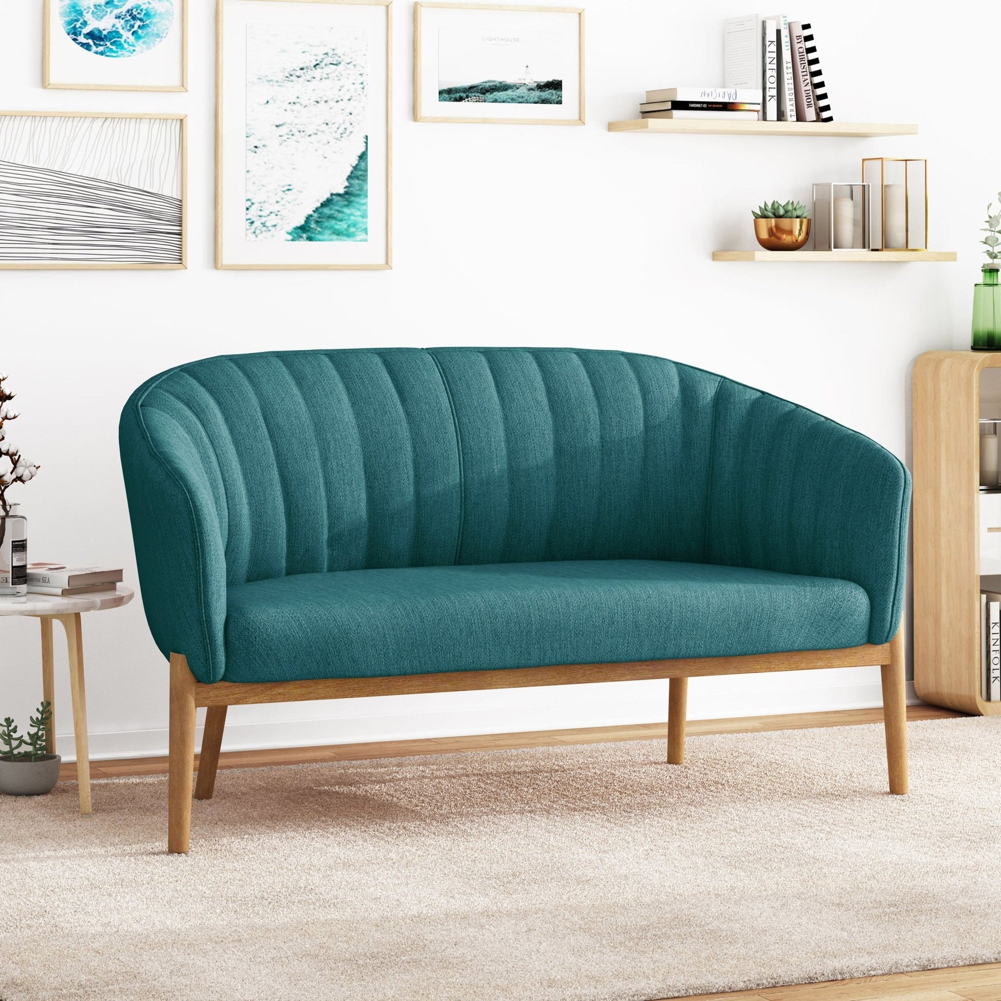 Mid Century Modern Loveseat with Channel Stitched Backrest - 1st Choice Furniture Direct