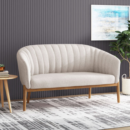 Mid Century Modern Loveseat with Channel Stitched Backrest - 1st Choice Furniture Direct