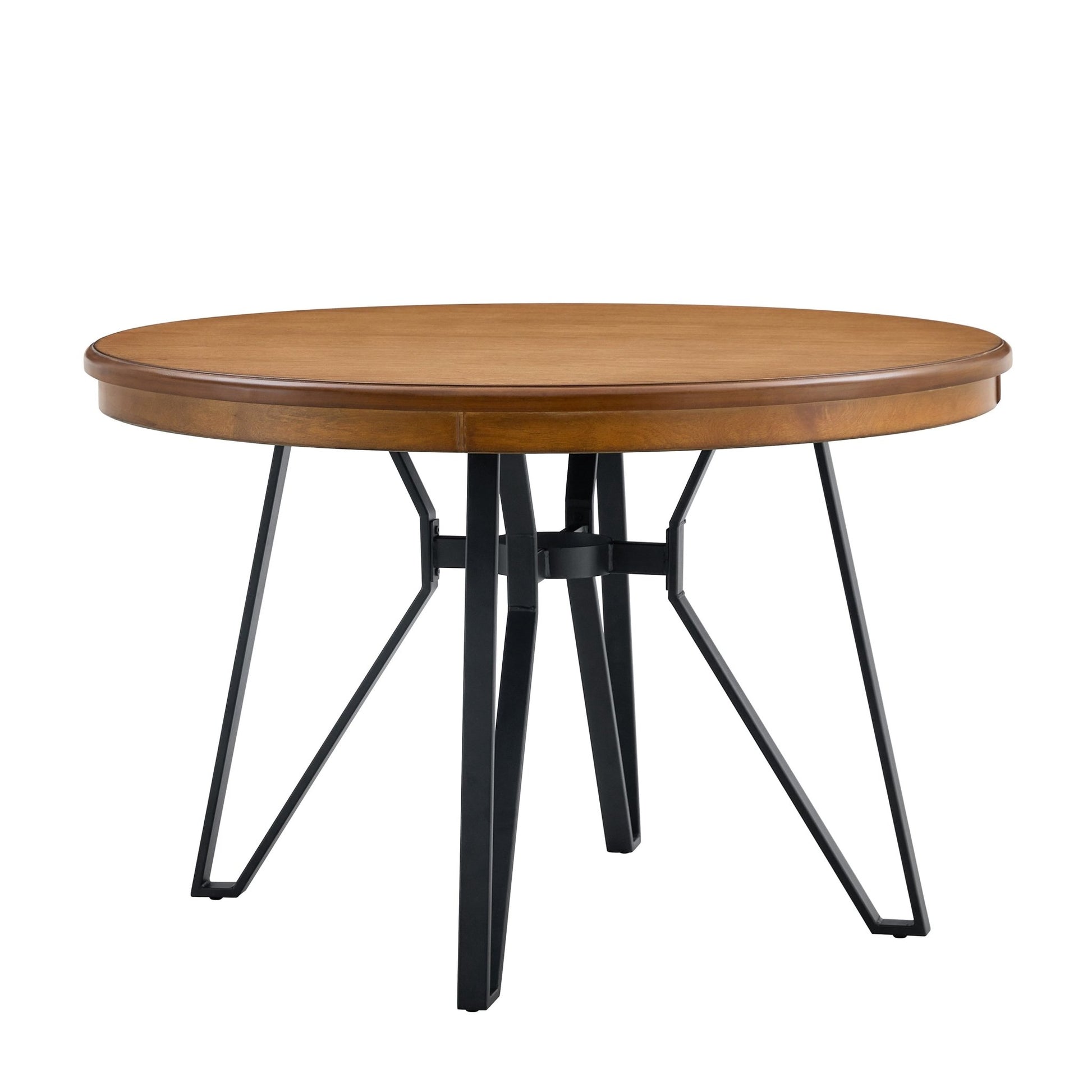 Mid - Century Modern Round Dining Table with Metal Legs and Open Shelf in Light Ash - 1st Choice Furniture Direct