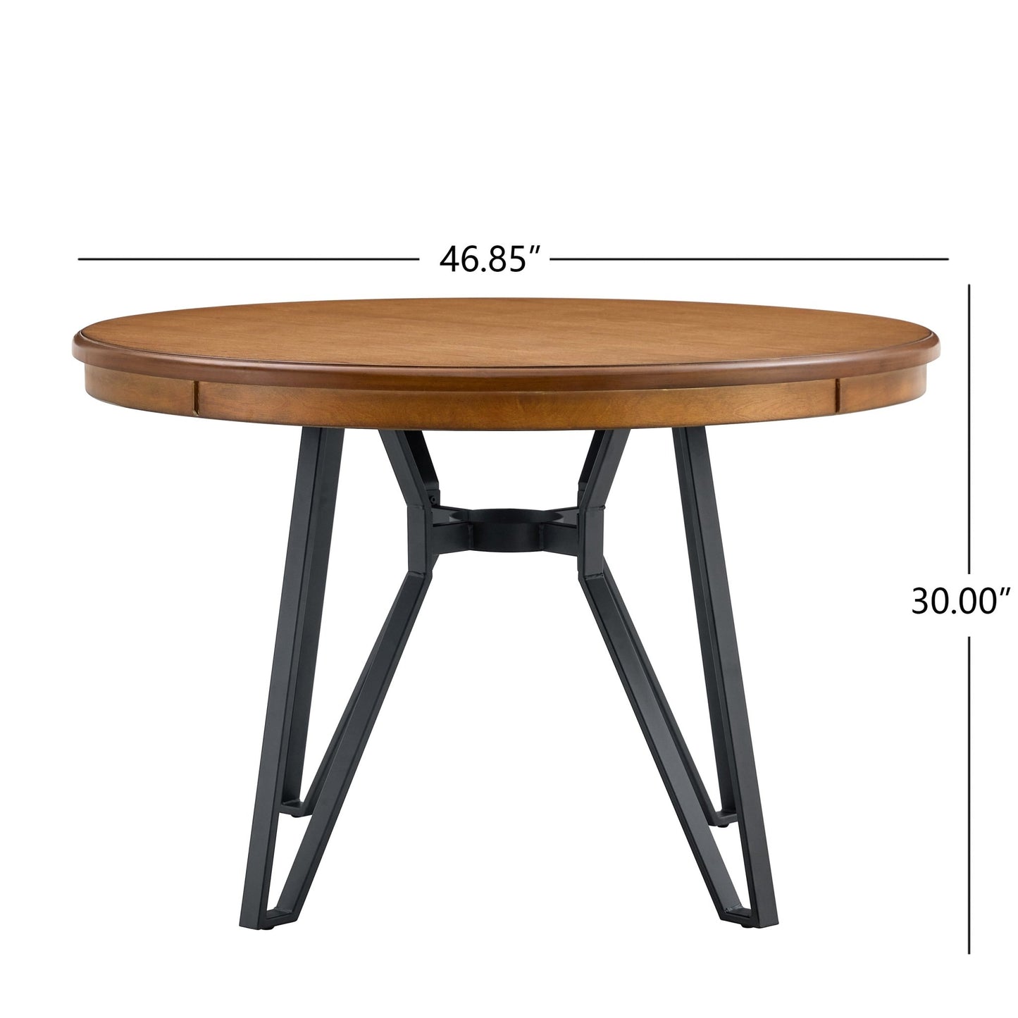 Mid - Century Modern Round Dining Table with Metal Legs and Open Shelf in Light Ash - 1st Choice Furniture Direct