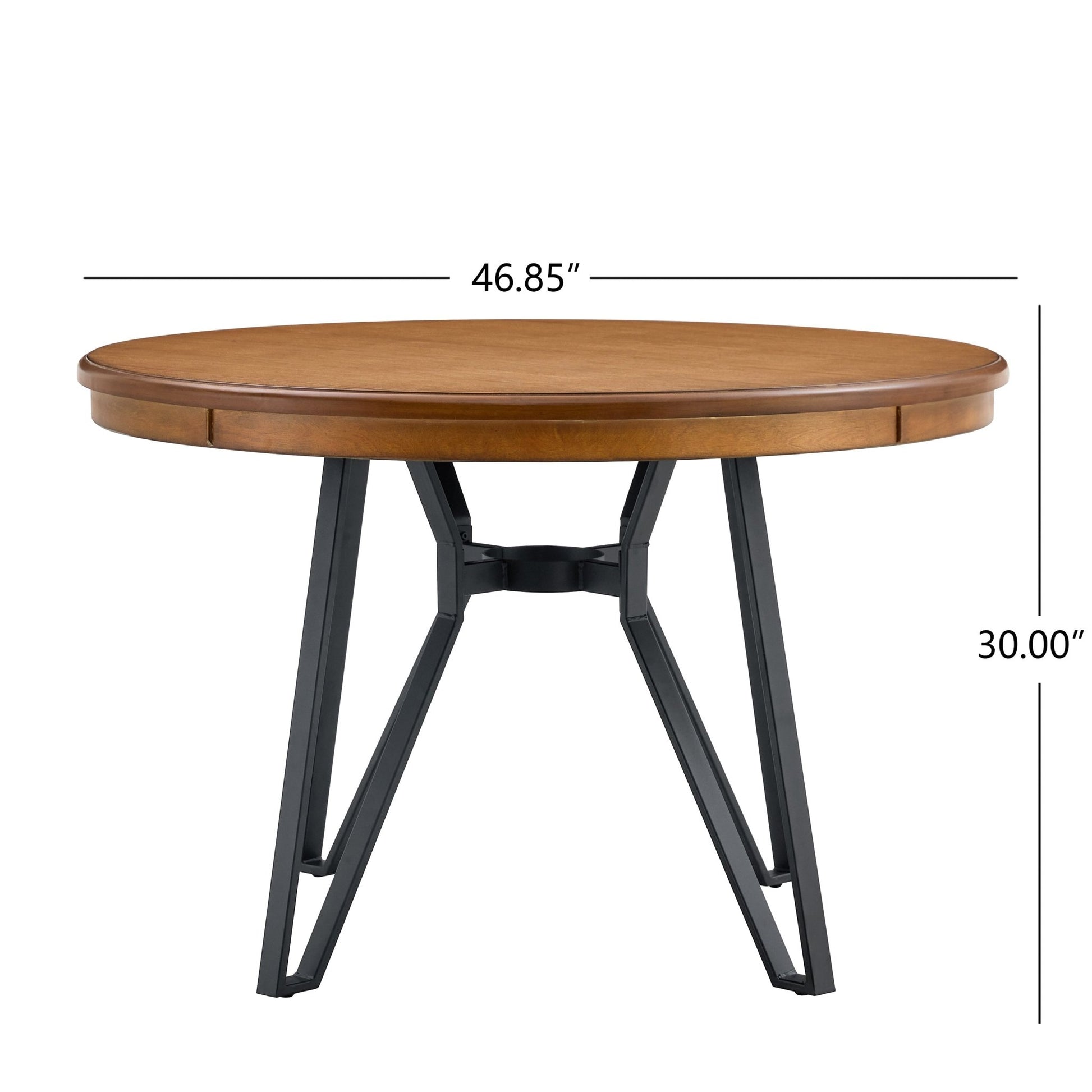 Mid - Century Modern Round Dining Table with Metal Legs and Open Shelf in Light Ash - 1st Choice Furniture Direct