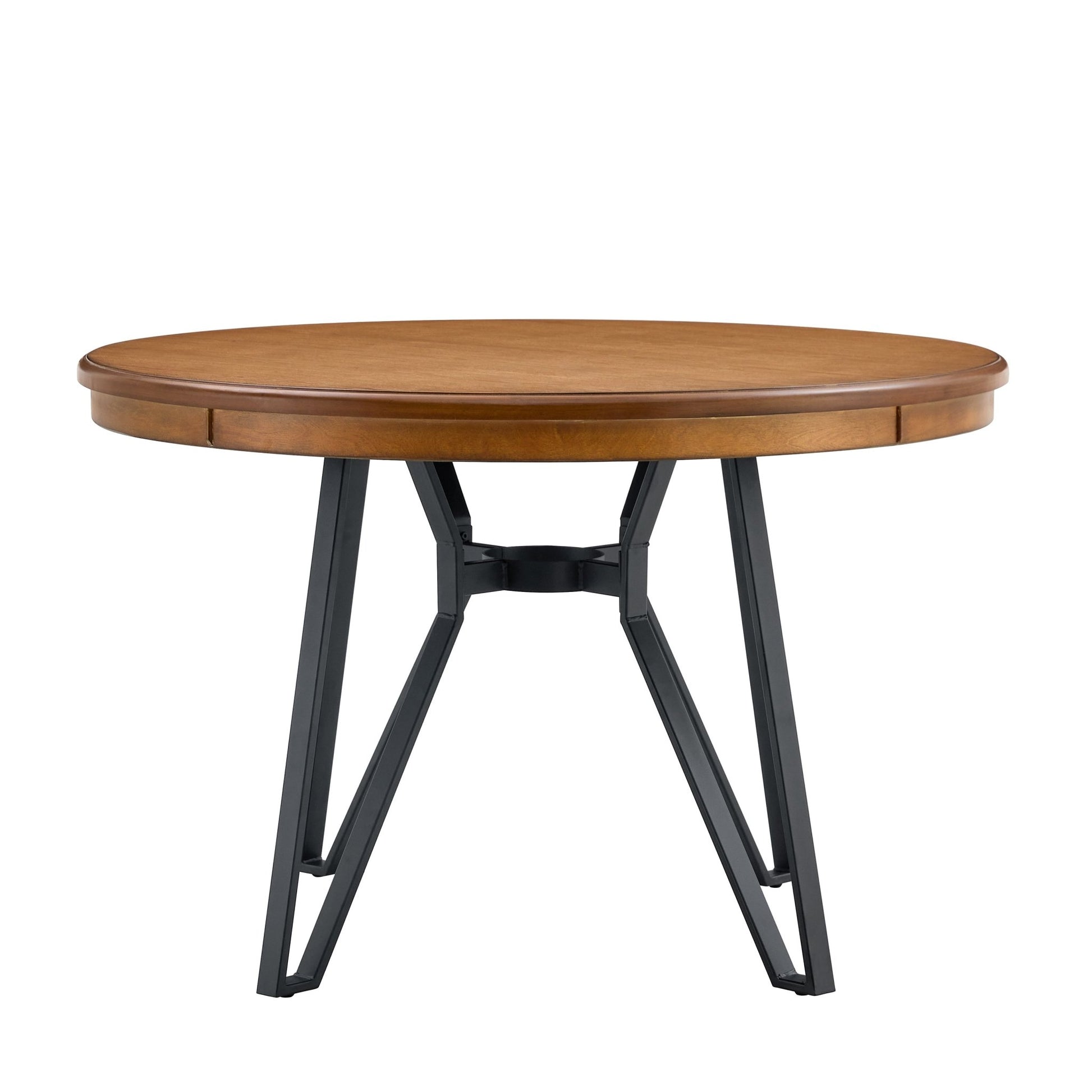 Mid - Century Modern Round Dining Table with Metal Legs and Open Shelf in Light Ash - 1st Choice Furniture Direct
