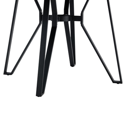 Mid - Century Modern Round Dining Table with Metal Legs and Open Shelf in Light Ash - 1st Choice Furniture Direct