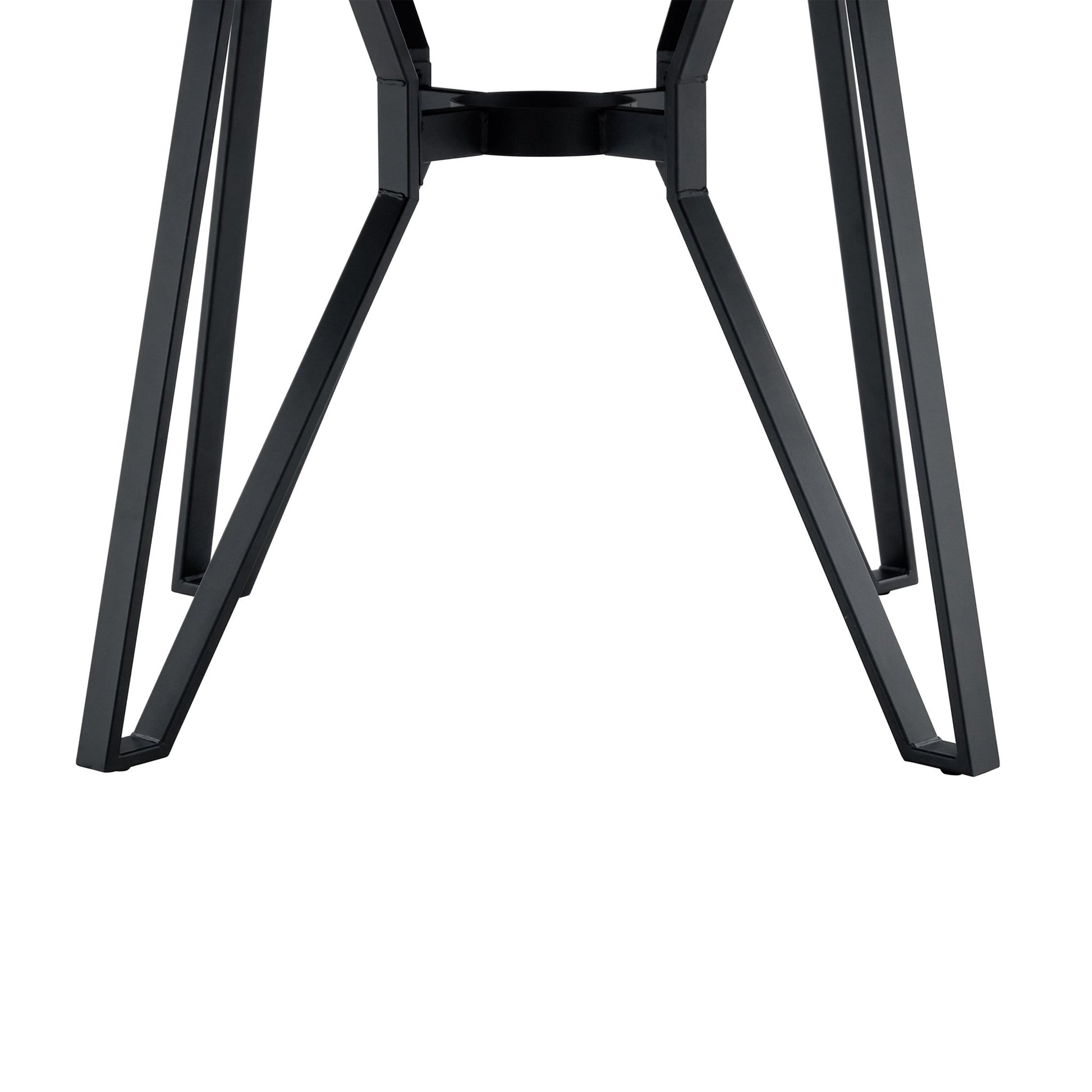 Mid - Century Modern Round Dining Table with Metal Legs and Shelf, Brown MDF, 46.85 inches - 1st Choice Furniture Direct