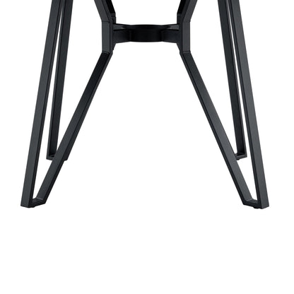 Mid - Century Modern Round Dining Table with Metal Legs and Shelf, Brown MDF, 46.85 inches - 1st Choice Furniture Direct