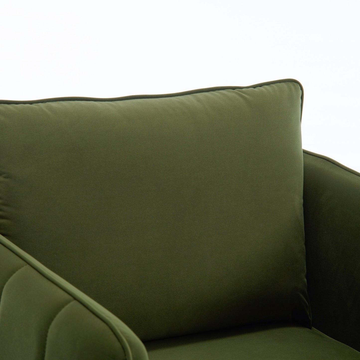 Mid - Century Modern Velvet Accent Chair with Metal Legs and Pillow for Living Room, Green Upholstered Sofa Chair in Soft Velvet and Steel Frame - 1st Choice Furniture Direct