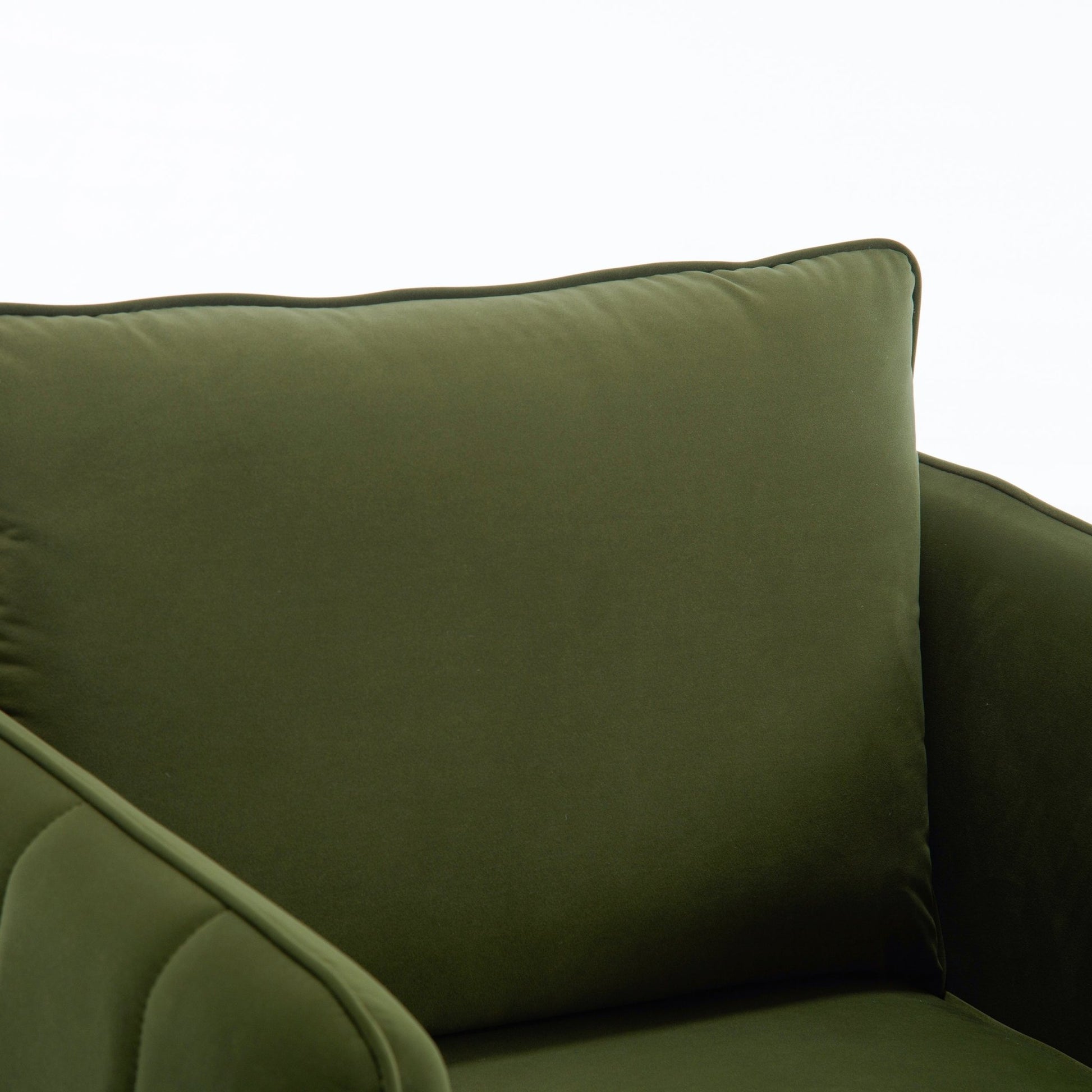 Mid - Century Modern Velvet Accent Chair with Metal Legs and Pillow for Living Room, Green Upholstered Sofa Chair in Soft Velvet and Steel Frame - 1st Choice Furniture Direct