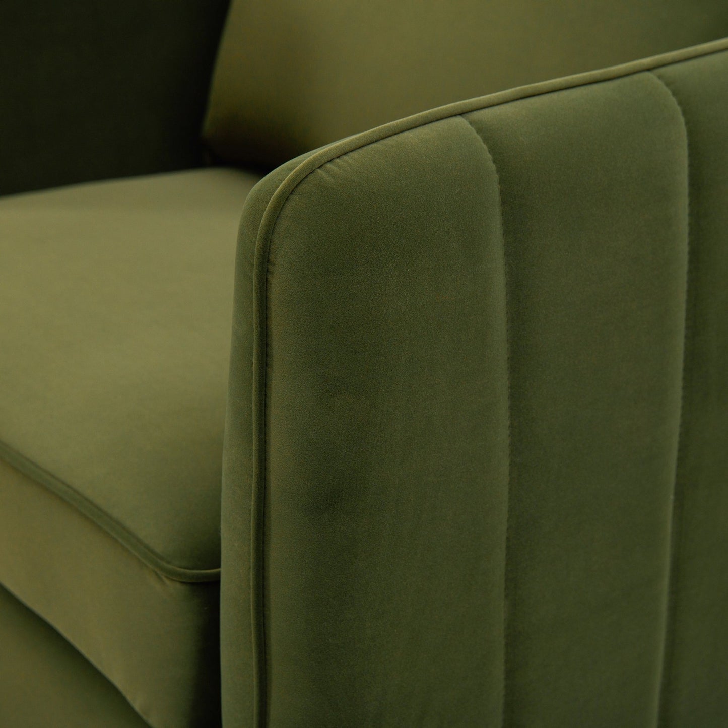 Mid - Century Modern Velvet Accent Chair with Metal Legs and Pillow for Living Room, Green Upholstered Sofa Chair in Soft Velvet and Steel Frame - 1st Choice Furniture Direct
