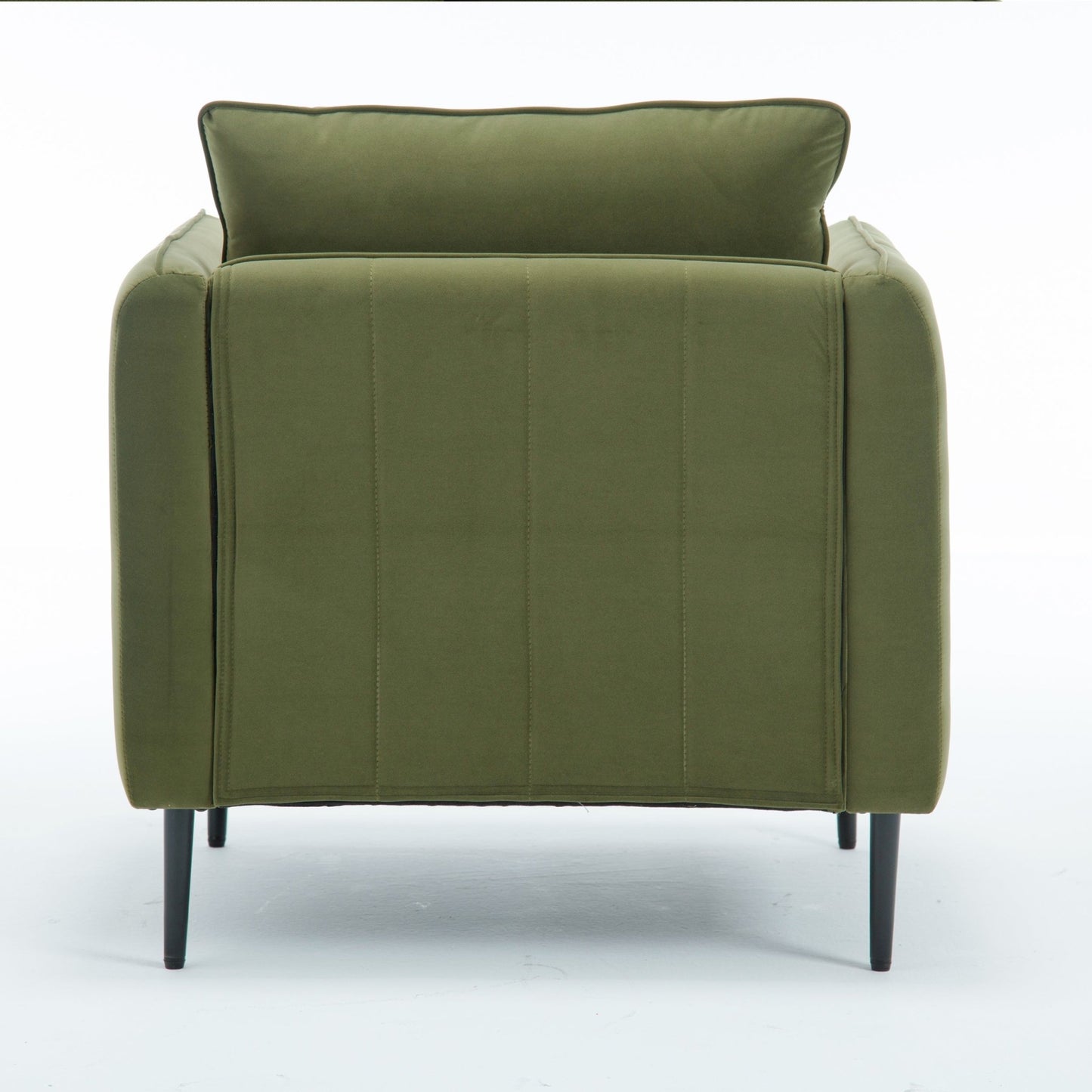 Mid - Century Modern Velvet Accent Chair with Metal Legs and Pillow for Living Room, Green Upholstered Sofa Chair in Soft Velvet and Steel Frame - 1st Choice Furniture Direct